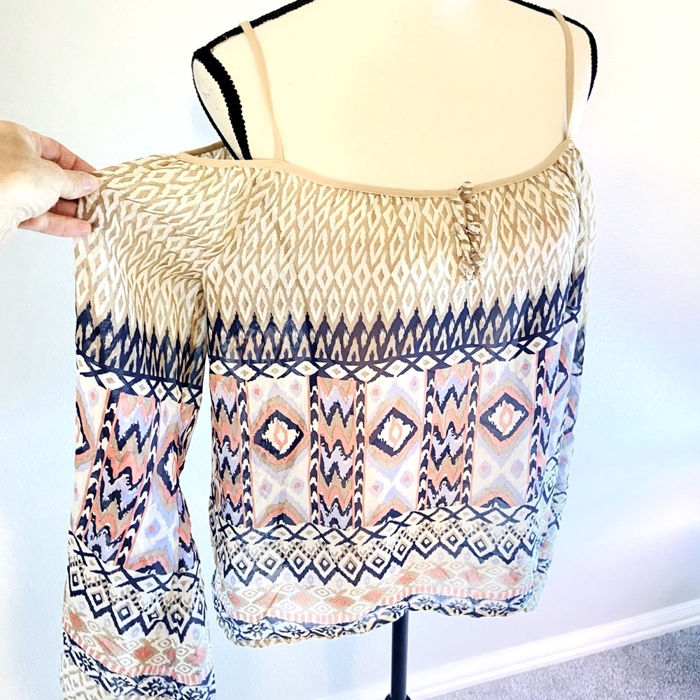 Blu Pepper Boho Southwest Off Shoulder Semi Sheer Medium